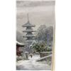 Image 11 : Pair of K. Kamiyama Framed Oil Paintings, Japanese Landscapes with Cherry Blossoms and Pagoda