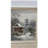Image 12 : Pair of K. Kamiyama Framed Oil Paintings, Japanese Landscapes with Cherry Blossoms and Pagoda