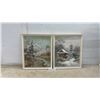 Image 1 : Pair of K. Kamiyama Framed Oil Paintings, Japanese Landscapes with Cherry Blossoms and Pagoda