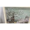 Image 5 : Pair of K. Kamiyama Framed Oil Paintings, Japanese Landscapes with Cherry Blossoms and Pagoda