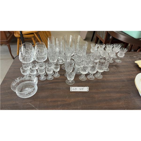 Large Collection of Assorted Cut Crystal Stemware Including Wine, Champagne, Cordials