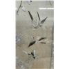 Image 5 : Framed East Asian Silk Embroidery of Embroidered Cranes and Birds Among Flowering Branches, Bamboo