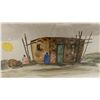 Image 5 : Framed Watercolor Painting by B. Joyce Hunter, 1994, Desert Scene with Dwelling and Figures
