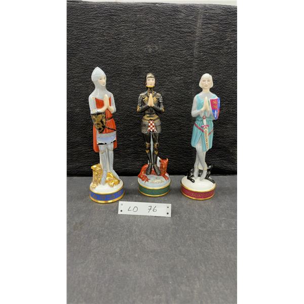 Three Royal Doulton "Age of Chivalry" Bone China Knight Figurines, 1978 Limited Edition, 11” Tall