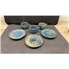 Image 2 : O'Tère French Art Pottery Set with Teapot, Vase, and Three Demitasse Cups with Saucers