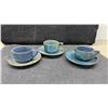 Image 4 : O'Tère French Art Pottery Set with Teapot, Vase, and Three Demitasse Cups with Saucers