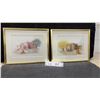 Image 1 : Pair of B.J. Hunter 1994 Southwestern Adobe Village Signed Watercolor Paintings, Gold Framed