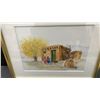 Image 8 : Pair of B.J. Hunter 1994 Southwestern Adobe Village Signed Watercolor Paintings, Gold Framed