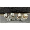 Image 3 : Ten Sets Vintage Cut Glass Salt and Pepper Shakers 8 Sets With Sterling Silver Tops