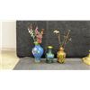 Image 2 : Three Cloisonné Enamel Vases with Decorative Floral Stems, Brass Figurines, Candlestick Holders