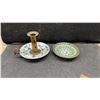 Image 4 : Three Cloisonné Enamel Vases with Decorative Floral Stems, Brass Figurines, Candlestick Holders