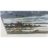 Image 4 : K.F. Martin Framed Original Watercolor Painting, Marsh Landscape With Birds and Cloudy Sky