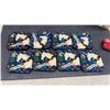 Image 2 : Woven Sewing Basket, Wicker Lidded Pot, Unicorn Needlepoint Squares, Embroidered Sewing Kit