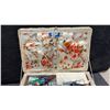 Image 9 : Woven Sewing Basket, Wicker Lidded Pot, Unicorn Needlepoint Squares, Embroidered Sewing Kit