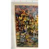Image 3 : Framed Needlepoint Tapestry of Autumn Landscape With Trees and Water in Gilt Frame, 24 × 27”