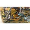 Image 4 : Framed Needlepoint Tapestry of Autumn Landscape With Trees and Water in Gilt Frame, 24 × 27”