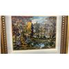 Image 7 : Framed Needlepoint Tapestry of Autumn Landscape With Trees and Water in Gilt Frame, 24 × 27”