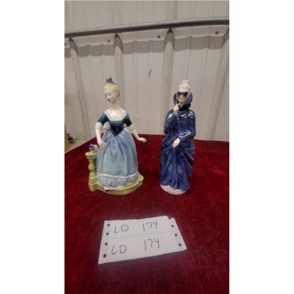 Royal Doulton "Clarinda" and "Masquerade" Porcelain Figurines 8”