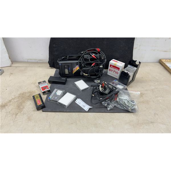 Sony CCD-V8AF Video 8 AF Camcorder c.1985 with Accessories, Batteries, Tapes