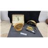 Image 1 : Cardinal Wall Clock, Seiko Desk Clock, Wooden Oval Clock, and Marble and Brass Desk Calendar