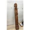 Image 3 : Set of Three Hand-Carved Wooden Folk Art Figural Pillars, Woman, Bearded Man, and Crowned King