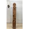 Image 4 : Set of Three Hand-Carved Wooden Folk Art Figural Pillars, Woman, Bearded Man, and Crowned King