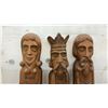 Image 5 : Set of Three Hand-Carved Wooden Folk Art Figural Pillars, Woman, Bearded Man, and Crowned King