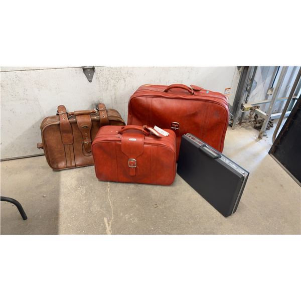 Samsonite Vintage 1960s-1970s Reddish-Orange Faux Leather Suitcase Set, 2 Pieces, Briefcase