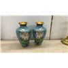 Image 2 : Brass Lot: Cloisonné Vases, Candlestick, Boot, Kettle, Scoop, and Tray