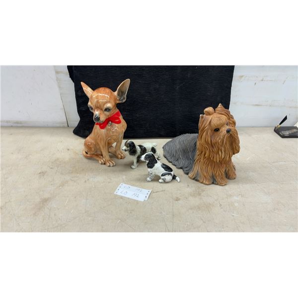 Ceramic Dog Figurine Collection Including Chihuahua, Yorkshire Terrier, and Spaniels