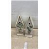 Image 2 : Decorative Birdhouses with Palm Tree, Floral, and Shingle Designs and Mushroom Garden Statue