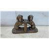 Image 4 : Carved Wooden Dachshund Bookends, Girl With Dog Figurine, Swan Dish, Hummingbird Music Box