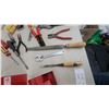 Image 3 : Red Metal Toolbox with Assorted Hand Tools: Wrenches, Screwdrivers, Pliers, Hammer