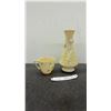 Image 1 : Belleek Lily of the Valley Ceramic Vase and Shamrock Teacup, 7th Mark, 1980-1993