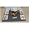 Image 1 : Bird Illustration Rectangular Plates, Ukrainian Pysanky Eggs, and 2 Marble Eggs