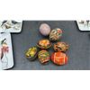 Image 3 : Bird Illustration Rectangular Plates, Ukrainian Pysanky Eggs, and 2 Marble Eggs
