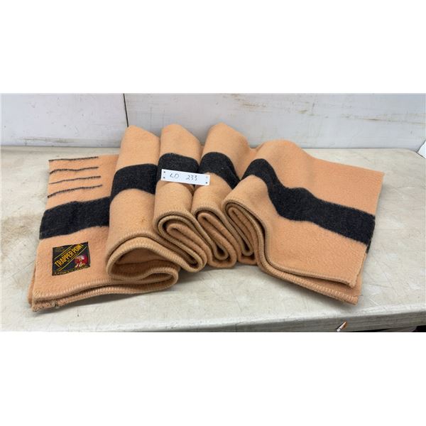 Genuine Trapper Point All Wool Blanket, Made in England for Eaton's of Canada, Tan with Black Strip