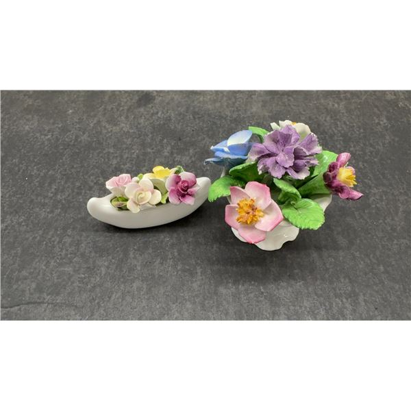 A Collection of Porcelain Floral Arrangements and Boxed Flowers