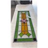 Image 1 : Rectangular Stained Glass Panel with Floral Design, 42 × 16”