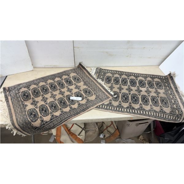 Two Area Mats in Beige and Black, 35 × 25”