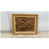 Image 1 : Framed Copper Embossed Wall Art Panel Depicting Pioneer Covered Wagon Western Scene, 18 × 22”