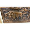 Image 3 : Framed Copper Embossed Wall Art Panel Depicting Pioneer Covered Wagon Western Scene, 18 × 22”