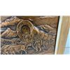 Image 5 : Framed Copper Embossed Wall Art Panel Depicting Pioneer Covered Wagon Western Scene, 18 × 22”