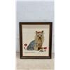 Image 7 : Pair of Framed Needlepoint Artworks, Mountain Lake Landscape 15 × 17” and Yorkshire Terrier