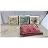 Image 1 : Three Decorative Throw Pillows With Embroidered Bird, Floral, and Kingfisher Designs