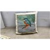 Image 5 : Three Decorative Throw Pillows With Embroidered Bird, Floral, and Kingfisher Designs