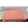 Image 5 : Vintage Ayerspun Pure Wool Blanket by Ayers of Lachute Canada, Pink With Satin Binding