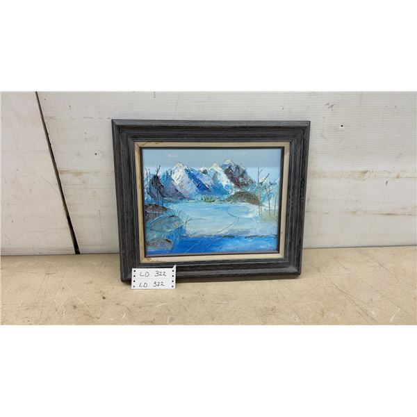 A. Powell 1993 Framed Oil Painting, Snowy Mountain Winter Landscape, 16 × 19”