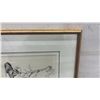 Image 3 : J. Carson 1978 Framed Pen and Ink Drawing, Buck With Fallen Branch and Deer Tracks in Snow
