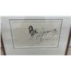 Image 5 : J. Carson 1978 Framed Pen and Ink Drawing, Buck With Fallen Branch and Deer Tracks in Snow